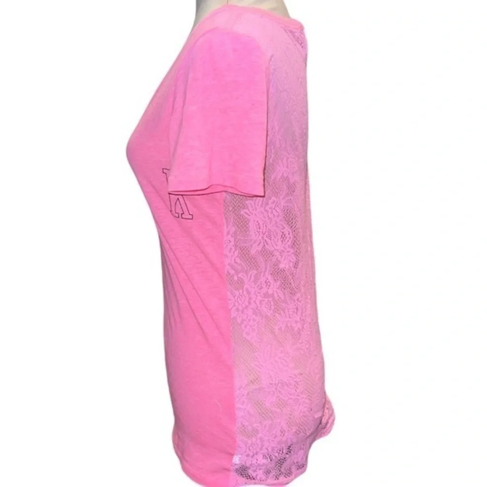 PINK Victoria’s Secret Lace Back V-neck Tee - Picture 2 of 4
